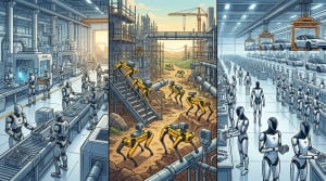 Figure's Vulcan, Spot's Gemini, and Tesla Optimus scaling.